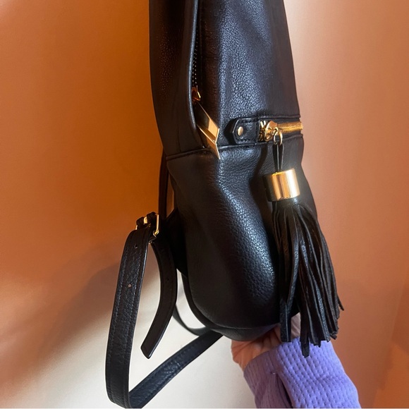 Margot Black Luxurious Leather Backpack Tassel - Picture 4 of 12